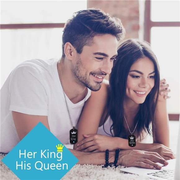 8 Pieces Couples Necklace Bracelet Matching Bracelets Set for Women Men - Picture 7 of 7